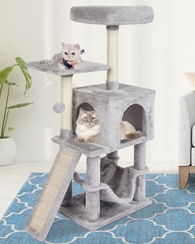 Cut Cat Tree Cat Tower Condo with Hammock Kittens Scratching Post Grey by MIAOPAWbabycarriersnuggleupandultraSoft