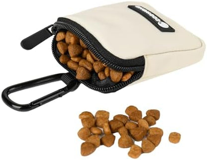 Waterproof Dog Treat Pouch, Dog Training Treat Pouch Built in Poop Bag Dispenser Adjustable Shoulder Bag (BLK) (Beige Small Pouch) - Image 2