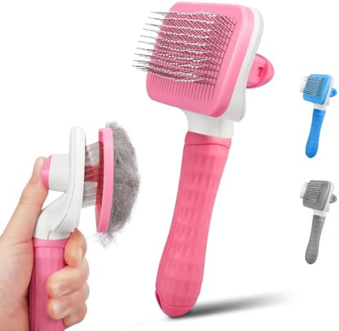 Dog & Cat Brush, Self Cleaning Slicker Brush for Pets Shedding by PWOD
