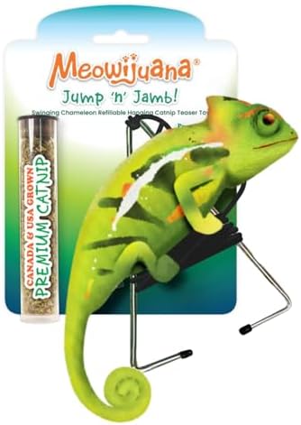 Meowijuana Jump 'n' Jamb Chameleon Door-Hanging Cat Toy | Refillable by Meowijuana