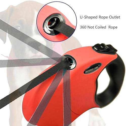 Small 13 FT Retractable Dog Leash – Hands-Free Adjustable Leash for Dogs Up to 22lbs, Tangle-Free Nylon with Ergonomic Grip for Walking, Training & Outdoor Safety Red S - Image 4