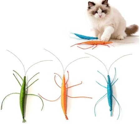 IUHKBH Interactive Cats Toy 3 PCS Shrimp Yarn Chew Toys with Natural Catnip by IUHKBH