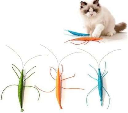 IUHKBH Interactive Cats Toy 3 PCS Shrimp Yarn Chew Toys with Natural Catnip by IUHKBH