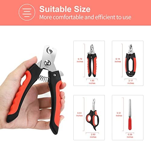 Dog Nail Clippers Trimmer Set, Quick Safety Guard to Avoid Over-Cutting, Stainless Steel Razor Sharp Blades, Sturdy Non-Slip Handles, Storage Case and Nail File, Professional Pet Grooming - Image 4