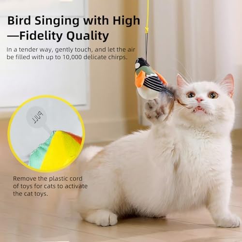 4PCS Interactive Hanging Bird Cat Toys Set - with Catnip, Realistic Chirping, Lifelike Birdie Tweets, Durable & Safe, Indoor Kitty Kitten Exercise Toys (Mini) - Image 3