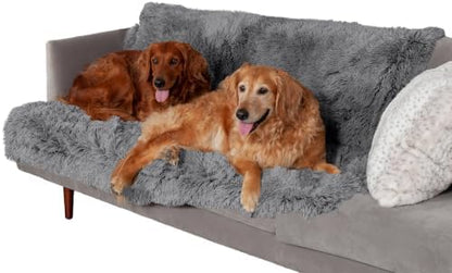 Furhaven Waterproof Throw Blanket for Dogs & Indoor Cats, Reversible Protective Pet Blanket, Extra Large, Long Faux Fur & Velvet, Gray by FurHaven