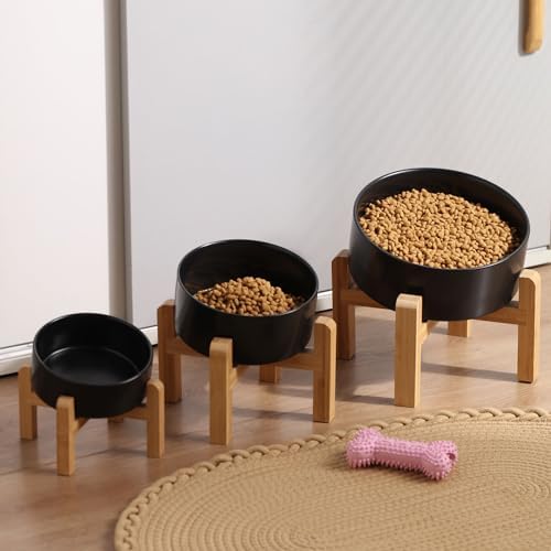 Petygooing Black Raised/Elevated 15°Slanted Ceramic Dog Bowl for Small Breeds,Tilted Anti Slip Pet Feeding Bowl,Food Water Dish with Stand for Cats and Small Dogs Puppy 13.5 OZ (5.1In /1.7 Cups) - Image 5