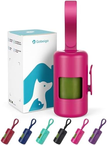 Gobeigo Dog Poop Bag Holder with Convenient Hook for Waste Bags(Hot Pink) by Gobeigo