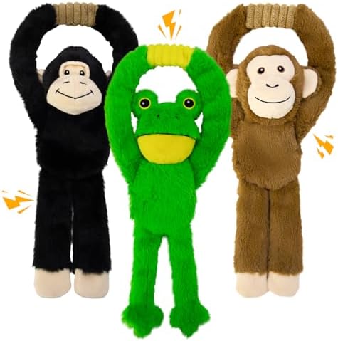 No Stuffing 3-Pack Dog Toys, Squeaky Plush with Crinkle Toy for Medium Pets by Chongqile