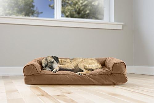 Furhaven Pillow Dog Bed for Medium/Small Dogs w/ Removable Bolsters & Washable Cover - Quilted Sofa - Toasted Brown, Medium - Image 3