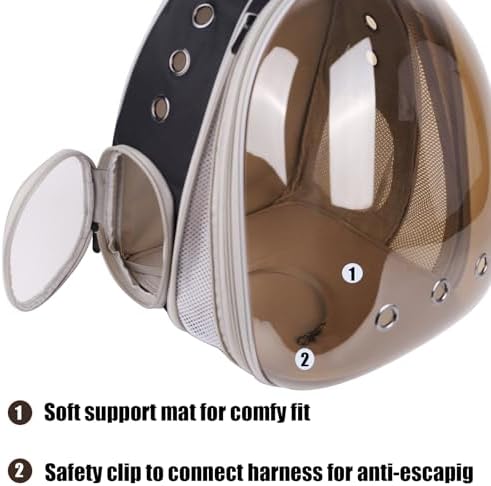 Front Expandable Cat Backpack Carrier, Fit up to 20 lbs, Polarized Tinted Brown Bubble Window Pet Carrier Backpack for Large Fat Cat and Small Puppy - Image 6