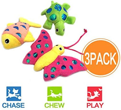 Catnip Toys Crinkle Paper, 3 Pack Cat Toys with Catnip, Cat Chew Toy for Indoor Cats, Fish Turtle Butterfly Catnip Toys - Image 2