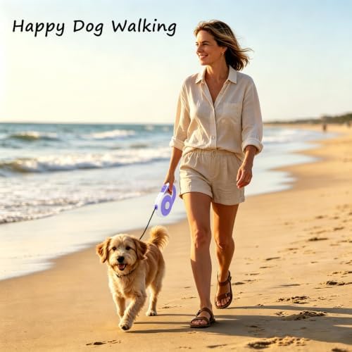 16Ft Retractable Dog Leash for Small Medium Dog Up to 50lbs, Purple - Image 2