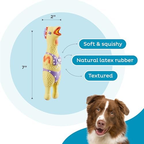 Outward Hound by Charming Pet Squawkers Henrietta Latex Squeaky Rubber Chicken Dog Toy, Funny Interactive Holiday Toy for Dogs, Small Size (Pack of 2) - Image 3