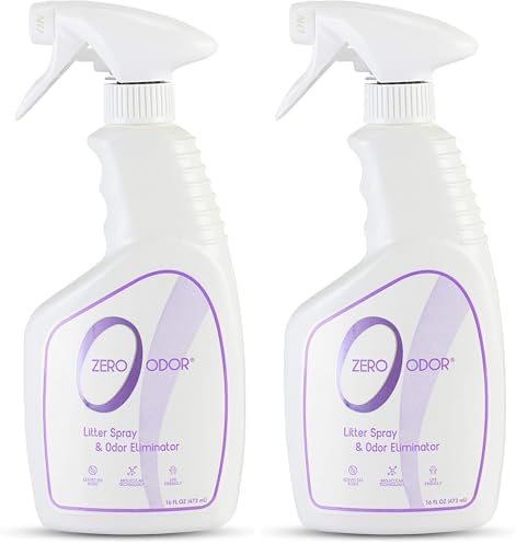 Zero Odor – Litter Odor Eliminator - Permanently Eliminate Litter Odors with Best Patented Molecular Technology - Pet Safe & Works on all types of litter, 16oz (Over 400 Sprays) (Pack of 2) by ZeroOdor