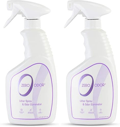 Zero Odor – Litter Odor Eliminator - Permanently Eliminate Litter Odors with Best Patented Molecular Technology - Pet Safe & Works on all types of litter, 16oz (Over 400 Sprays) (Pack of 2) by ZeroOdor