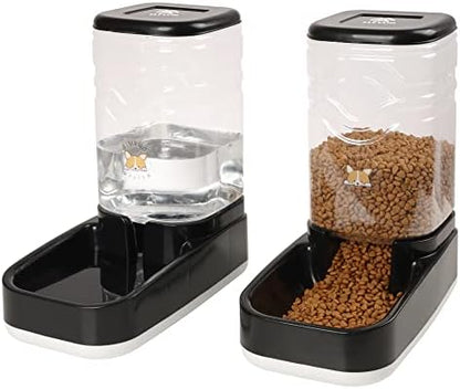 Elevon Automatic Cat Feeder, Gravity Food and Water Dispenser Bowl Set for Small Medium Dogs Animals, Pet Feeder Dispenser Storage Food, 3.8L Large Capacity, Black by ELEVON