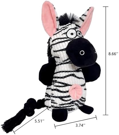 Guiding Star Dog Toys Puppy Toys Cute Pet Toys Squeaky Zebra Dog Toy with Crinkle Paper Plush Dog Stuffed Animals Chew Toy with Cotton Rope Dog Toys to Keep Them Busy for Small Medium Large Dogs - Image 3
