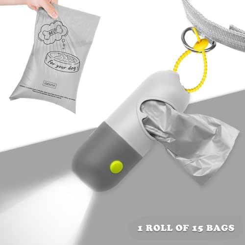 YUCHIYA Dog Poop Bag Holder Dispenser with LED Flashlight(Light Grey) - Image 4