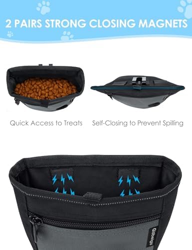 Gobeigo 2 Cup Dog Treat Pouch with Training Clicker(Black/Gray) - Image 3