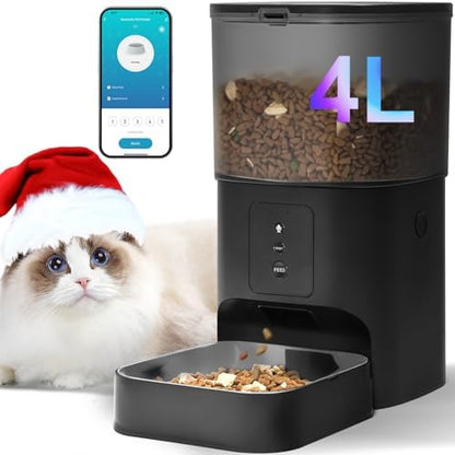 ANDOLL HOME 2.4G Automatic Cat Feeder, 4L WiFi Food Dispenser with 10s Voice Recorder, Pet Feeder up to 10 Meals per Day, Timed Cat Feeder with Dry Food Sealed Ring by ANDOLLHOME