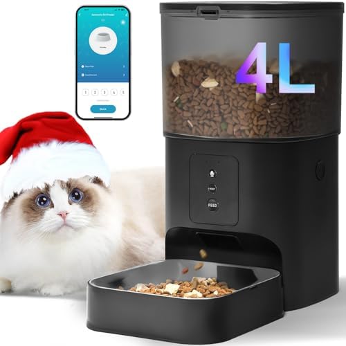 ANDOLL HOME 2.4G Automatic Cat Feeder, 4L WiFi Food Dispenser with 10s Voice Recorder, Pet Feeder up to 10 Meals per Day, Timed Cat Feeder with Dry Food Sealed Ring by ANDOLLHOME