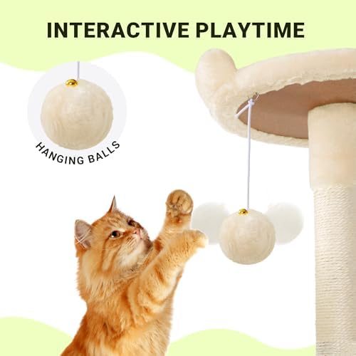 Allewie 64 Inches Multi-Level Cat Tree Tower for Indoor Cats, Beige - Image 5