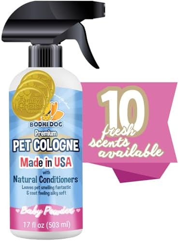 Bodhi Dog Premium Dog Cologne - Deodorizing Dog Perfume & Conditioner for Dogs & Cats - Natural Long Lasting Spray - Keeps Pets Fresh All Day - Gentle, Safe Formula, Made in USA - Baby Powder 17 Fl Oz by BodhiDog