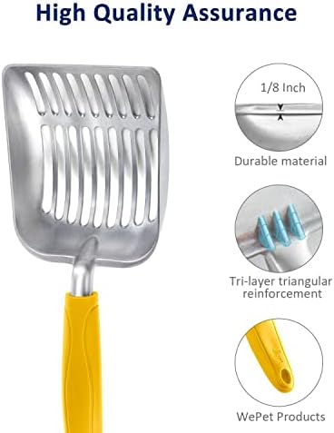 WePet Cat Litter Scoop, Aluminum Alloy Sifter, Kitty Metal Scooper, Deep Shovel, Long Handle, Poop Sifting, Kitten Pooper Lifter, Durable, Heavy Duty, for Litter Box - Image 4