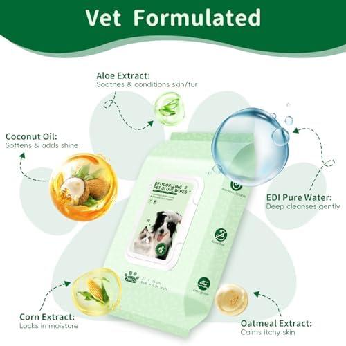 GLADFRESIT Pet Grooming Glove Wipes for Dogs & Cats, 90g, 20 Pcs - Image 3