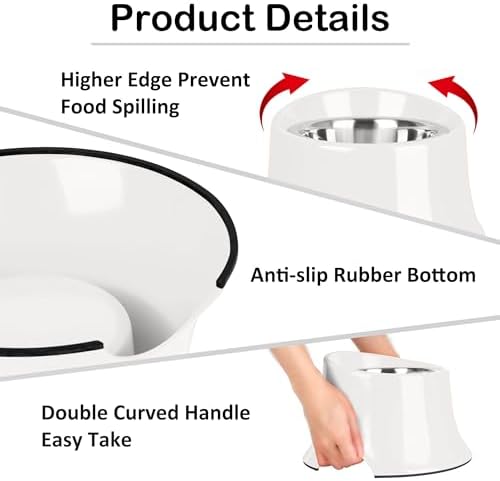 Tilted Elevated Dog Bowls Non-Slip & Non-Spill Pet Feeder with Elevated Detachable Melamine Stand, High Capacity Tilted Dog Bowl for Medium Small Size Dogs M/2 Cup White - Image 4