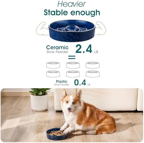 vancasso Slow Feeder Dog Bowl, 1.5 Cup Ceramic Puzzle Dish for Medium Breed - Image 4
