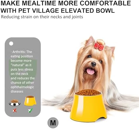 Dog Bowls,Cone Friendly Non-Slip Single Dog Bowl with Stainless Steel Inner, Raised Bowls for Small Dogs Spaniel Dogs Long Ear, High Capacity, M/2 Cup Yellow - Image 3