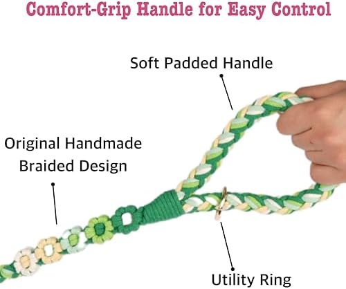 5FT Braided Cotton Rope Leash for Small, Medium and Large Dogs, Mint Meadow - Image 3