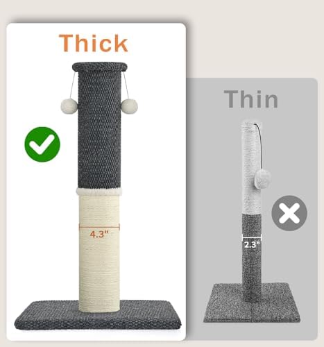 Made4Pets Tall Cat Scratching Post with Sisal & Carpet for Indoor Cats, 33" - Image 2