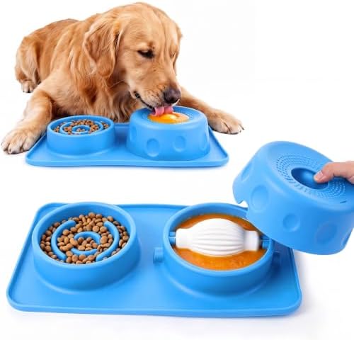 Slow Feeder Dog Bowls for Liquid/Dry Food, Bone Broth Dog Lick Bowl 380ML by LETSQK