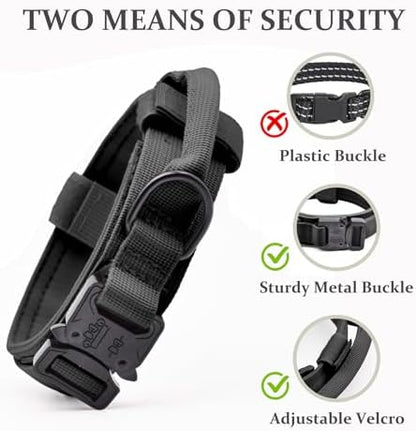 Tactical Dog Collar Leash Set, Adjustable Military Training Collar,Black XL - Image 2