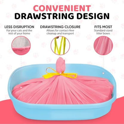 EZ Pick Up Dog & Cat Pet Waste Clean Up Bags Litter Liners (Pink, 36"x18") - Image 5
