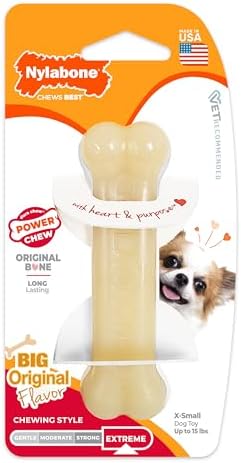 Nylabone Power Chew Original Bone Dog Chew Toy, Original Flavor, X-Small by Nylabone