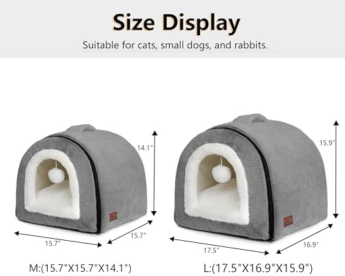 Cat Bed for Indoor Cats，Foldable cat cave，Anti-Slip & Water-Resistant Bottom，cat Houses for Indoor Cats or Small Dogs, Kitten Tent, Rabbit Bed (Dark Grey, L:(17.5"×16.9"×15.9")) - Image 5