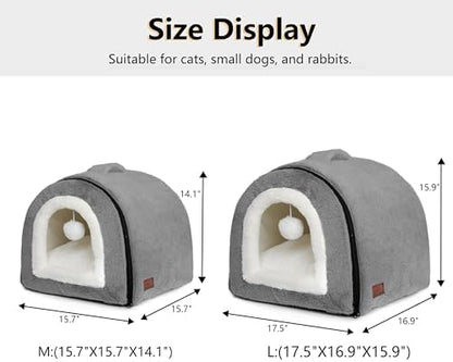 Cat Bed for Indoor Cats，Foldable cat cave，Anti-Slip & Water-Resistant Bottom，cat Houses for Indoor Cats or Small Dogs, Kitten Tent, Rabbit Bed (Dark Grey, L:(17.5"×16.9"×15.9")) - Image 5