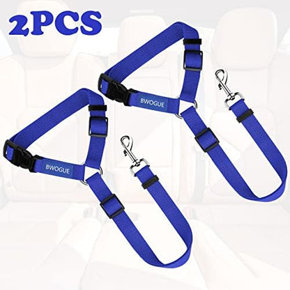 BWOGUE 2 Pack Dog Seat Belt for Car, Nylon Headrest Restraint, Dark Blue - Image 2