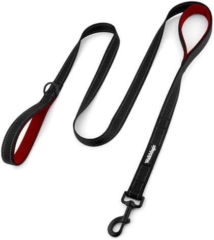 Heavy Duty Double Handle Dog Leash 6 ft Long for Total Control, Padded 2 Handle, Reflective Training Lead for Medium Large Dogs (Black, 6 FT) by Unknown