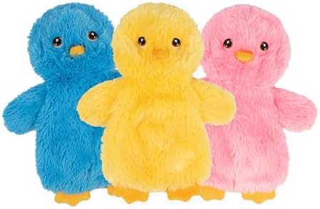 Best Pet Supplies Interactive Squeaky Dog Chew Toy, Ideal Dog Toys for Chewers, Small, Medium & Large Dogs, and Fetch Lovers - Crinkle Chicken (Yellow, Pink, Blue), Large by BestPetSuppliesLLC