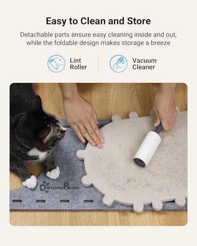 DownyPaws Cat House for Indoor Cats,Peekaboo Cat Bed Cave, Light Gray - Image 6
