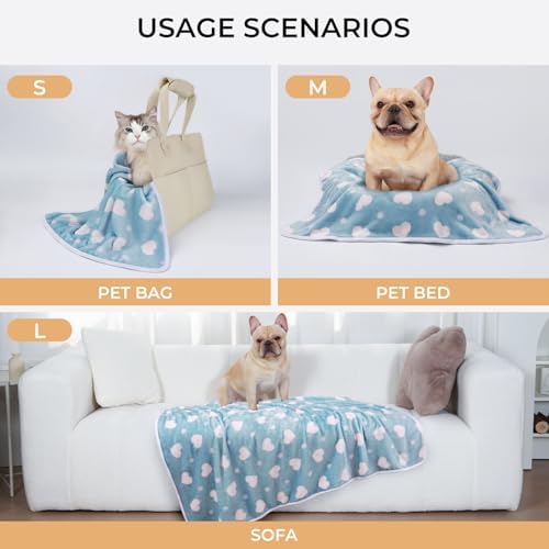 1 Pack 3 Blankets Super Soft Cute Dot Pattern Pet Blanket Flannel Throw for Dog Puppy Cat Purple/Pink/Cyan Medium - Image 2