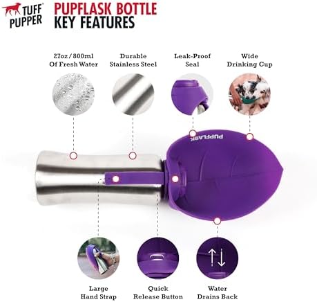 PupFlask Large Dog Water Bottle, Portable Stainless Steel Travel Bowl - Image 4