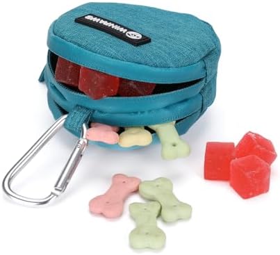 Dog Poop Bag Holder for Leashes- Dog Treat Pouch with Waterproof Zipper,Puppy Training Small Bag with Carabiner & Bungee Toggle,Two Pockets for Dry or Wet Treats-Pet Travel Walking Essentials (Green) - Image 2