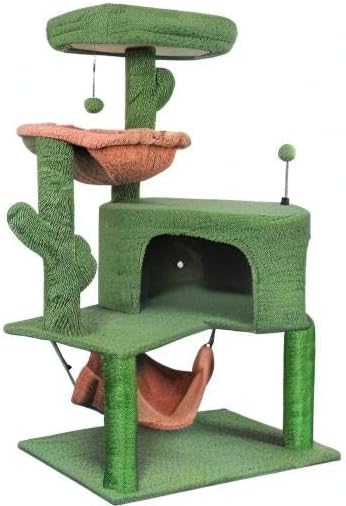 YUNIQUE Cat Tree with Cat Condo Scratch Post and Big Hammock, Green