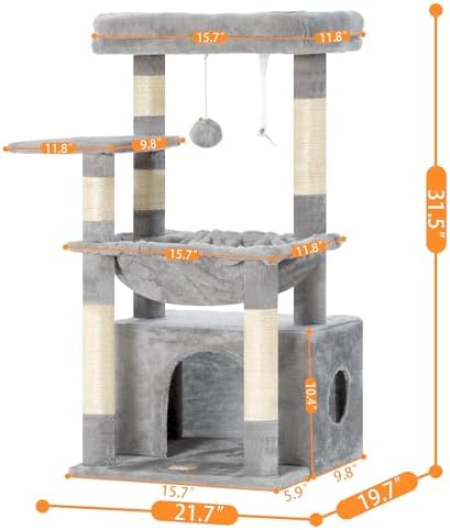 Heybly Cat Tree, Kitten Tower with Large Soft Cat Basket HCT008SW - Image 6